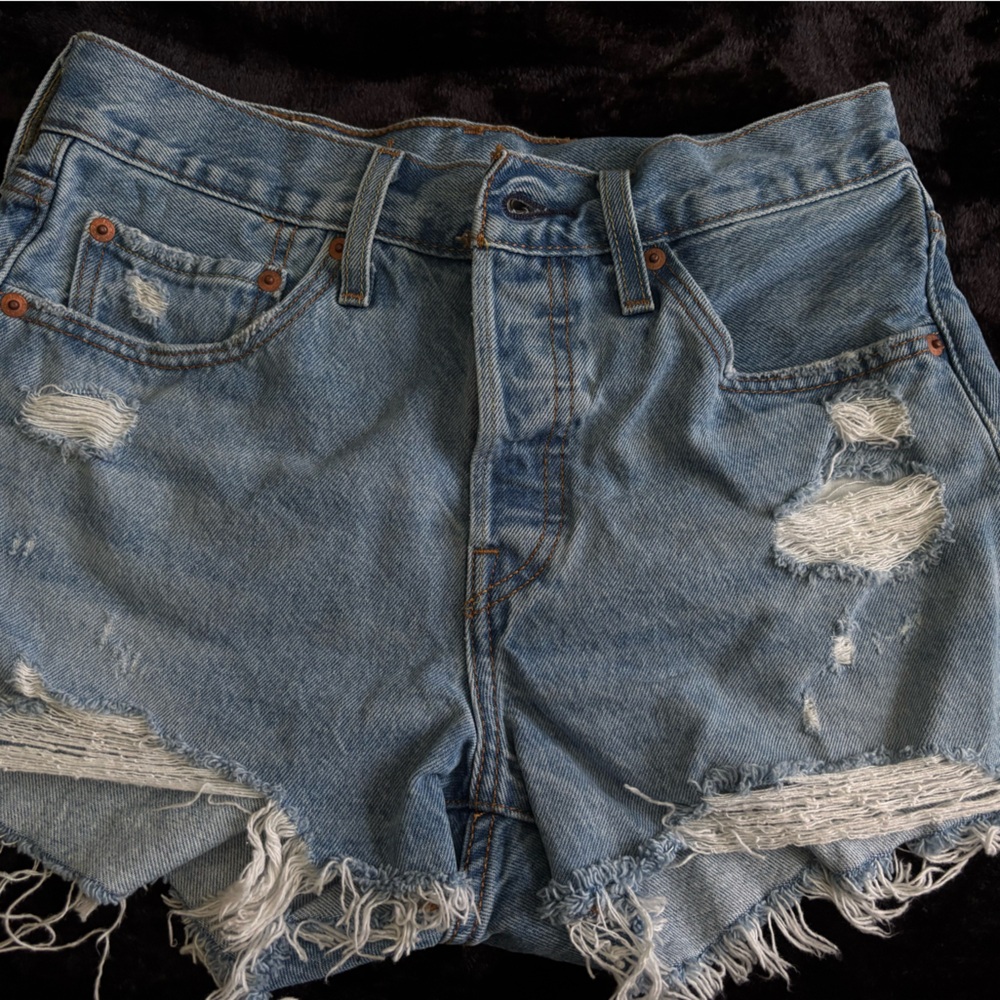 Levi's Blue Distressed Jean Shorts